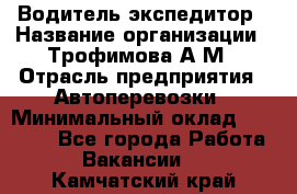 Водитель-экспедитор › Название организации ­ Трофимова А.М › Отрасль предприятия ­ Автоперевозки › Минимальный оклад ­ 65 000 - Все города Работа » Вакансии   . Камчатский край